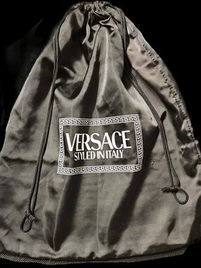 Versace XL Black Dust Bag Silky Lined Double Drawstring Handbag Storage Tote